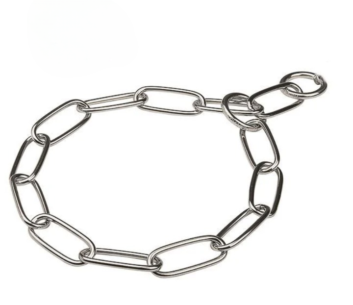 Dog Choke Chain Silver Oval Links