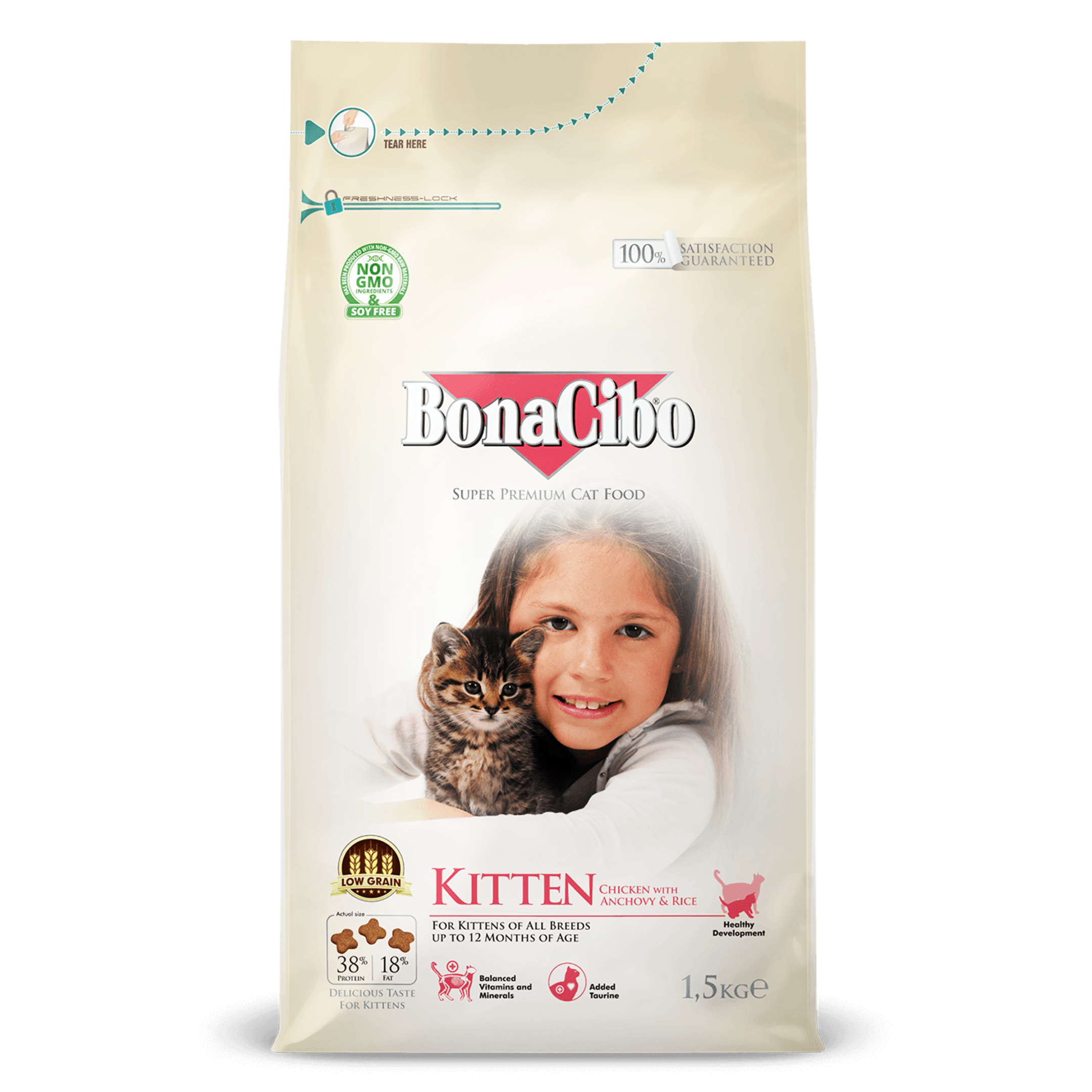 Bonacibo Kitten Food (Low Grain) – 1.5 KG