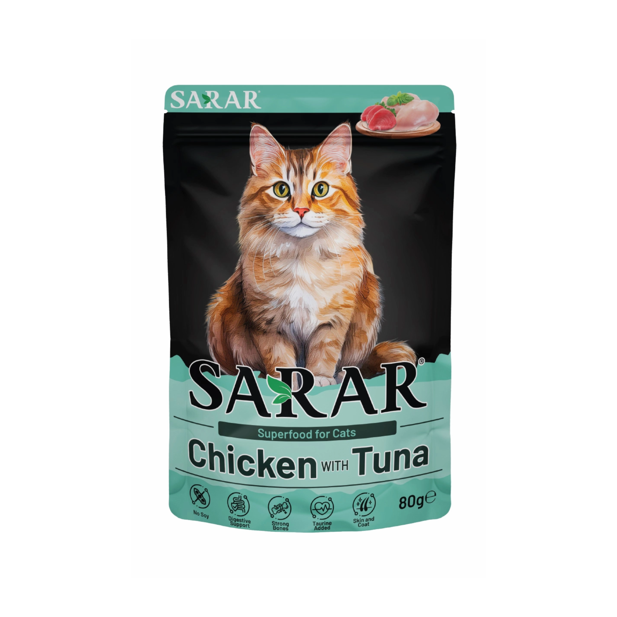 SARAR Wet Cat Food Chicken with Tuna 85g complete balanced cat pouch