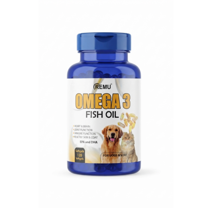 Remu Pure Omega-3 Fish Oil for Cats and Dogs 120 Softgels