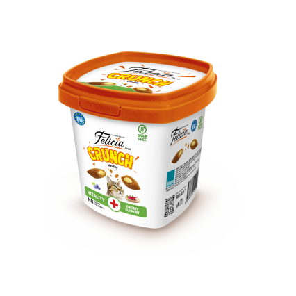 Felicia Vitality Cat Treat ingredients with beef blueberry milk and natural fiber
